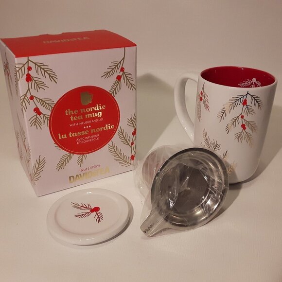 Davids Tea Nordic Mug Berry Red Pine Needles NIB - Picture 1 of 6